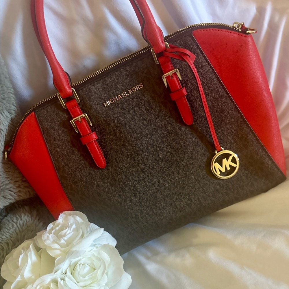Michael Kors Brown & Red Signature  Handbag
